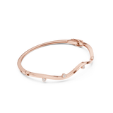 Rose Gold Wavy Curve Diamond Accent Bangle Bracelet