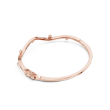 Rose Gold Wavy Curve Diamond Accent Bangle Bracelet
