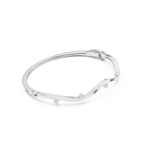 Rose Gold Wavy Curve Diamond Accent Bangle Bracelet