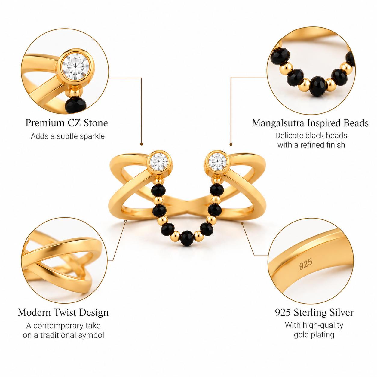 Dainty Mangalsutra Tassel Ring