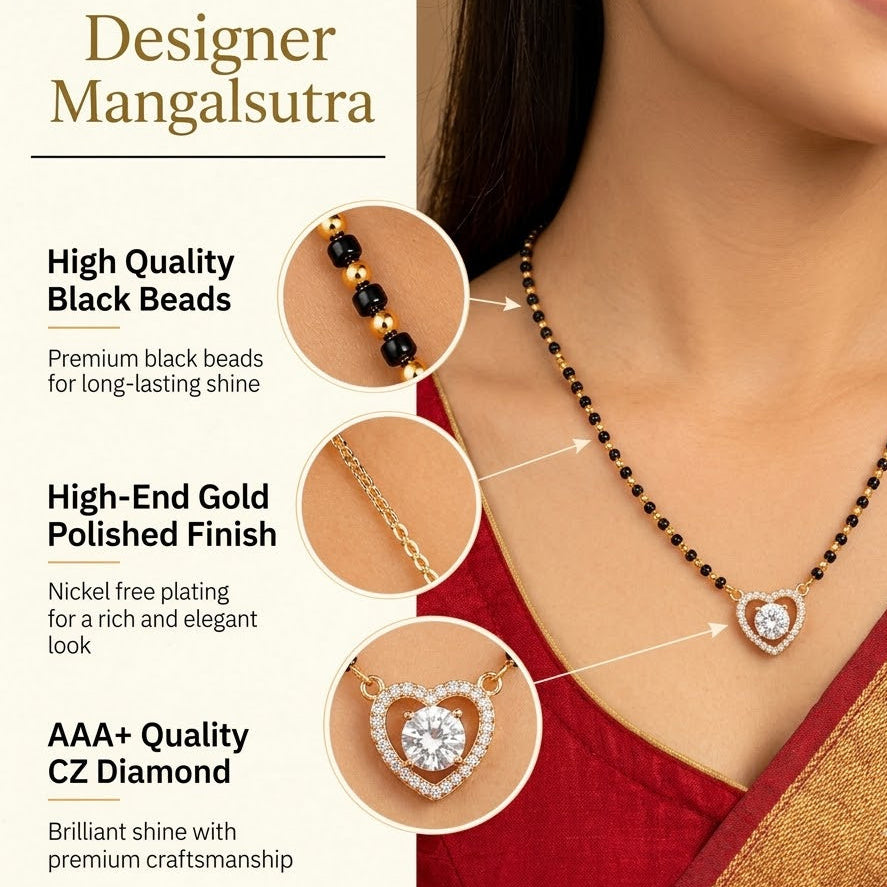 Love Heart Mangalsutra Pendant