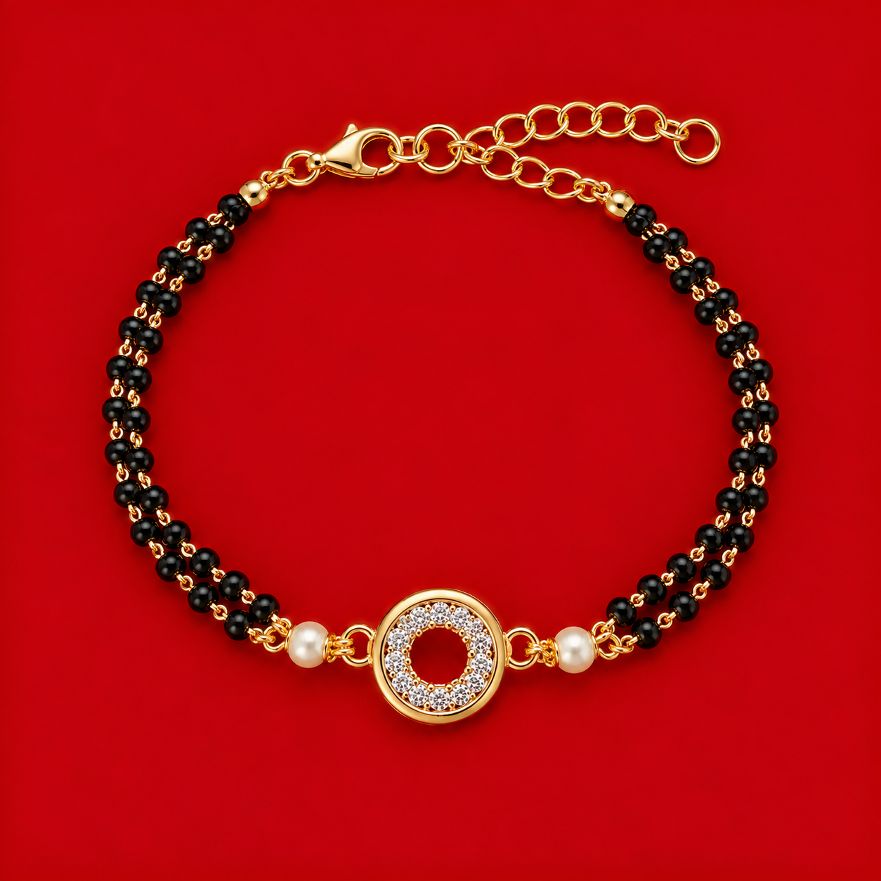 Circular Solitaire Diamond Halo Mangalsutra Bracelet