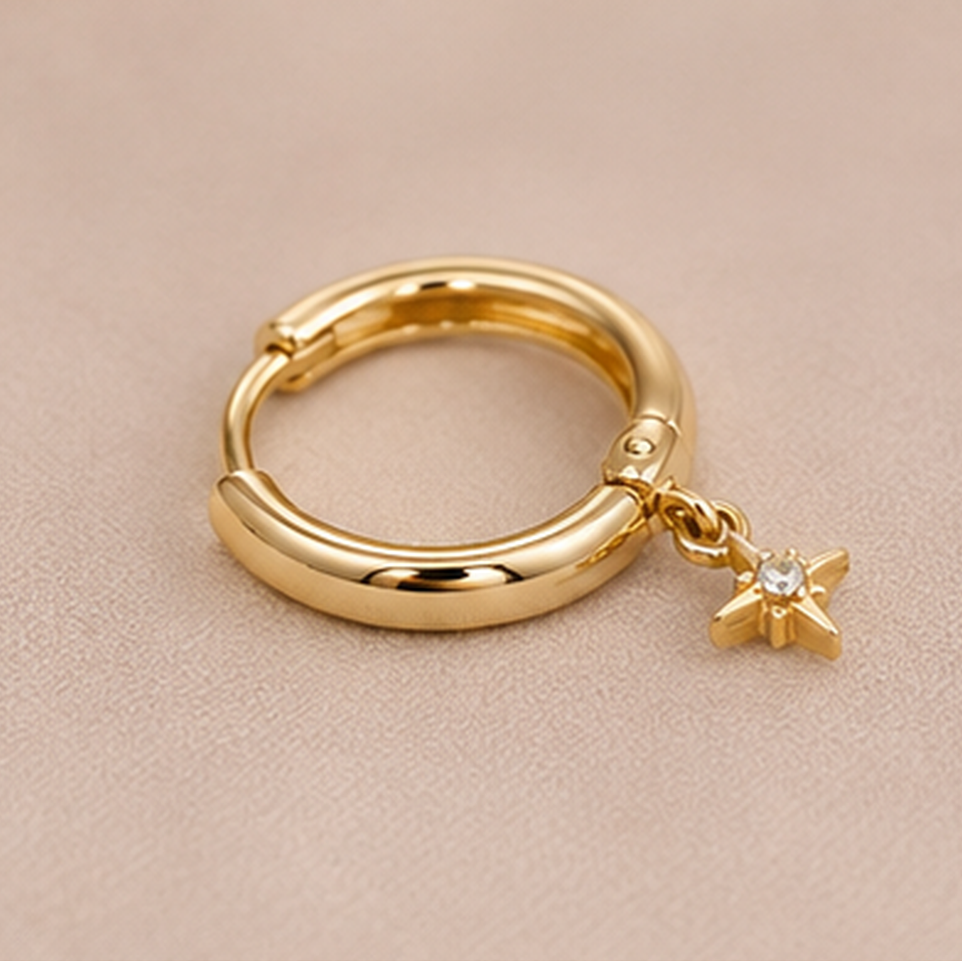Elegant Golden Star Charm Huggie Earrings