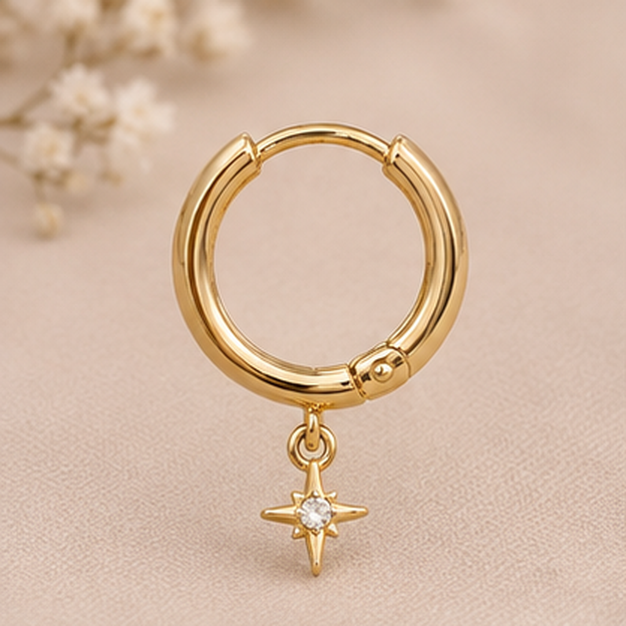 Elegant Golden Star Charm Huggie Earrings
