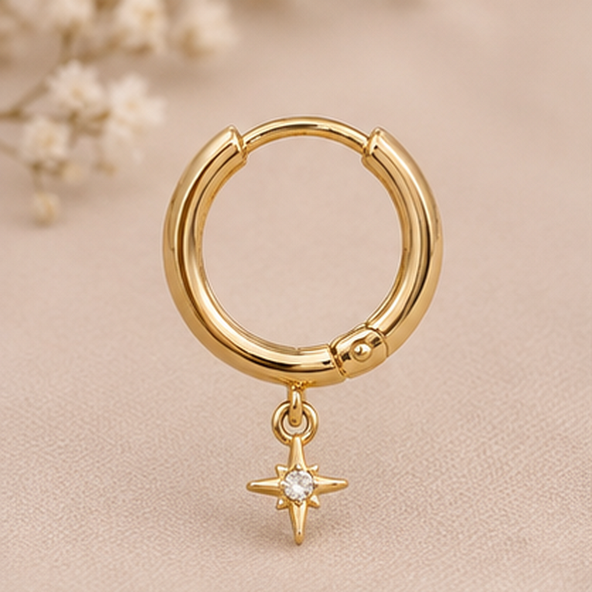 Elegant Golden Star Charm Huggie Earrings
