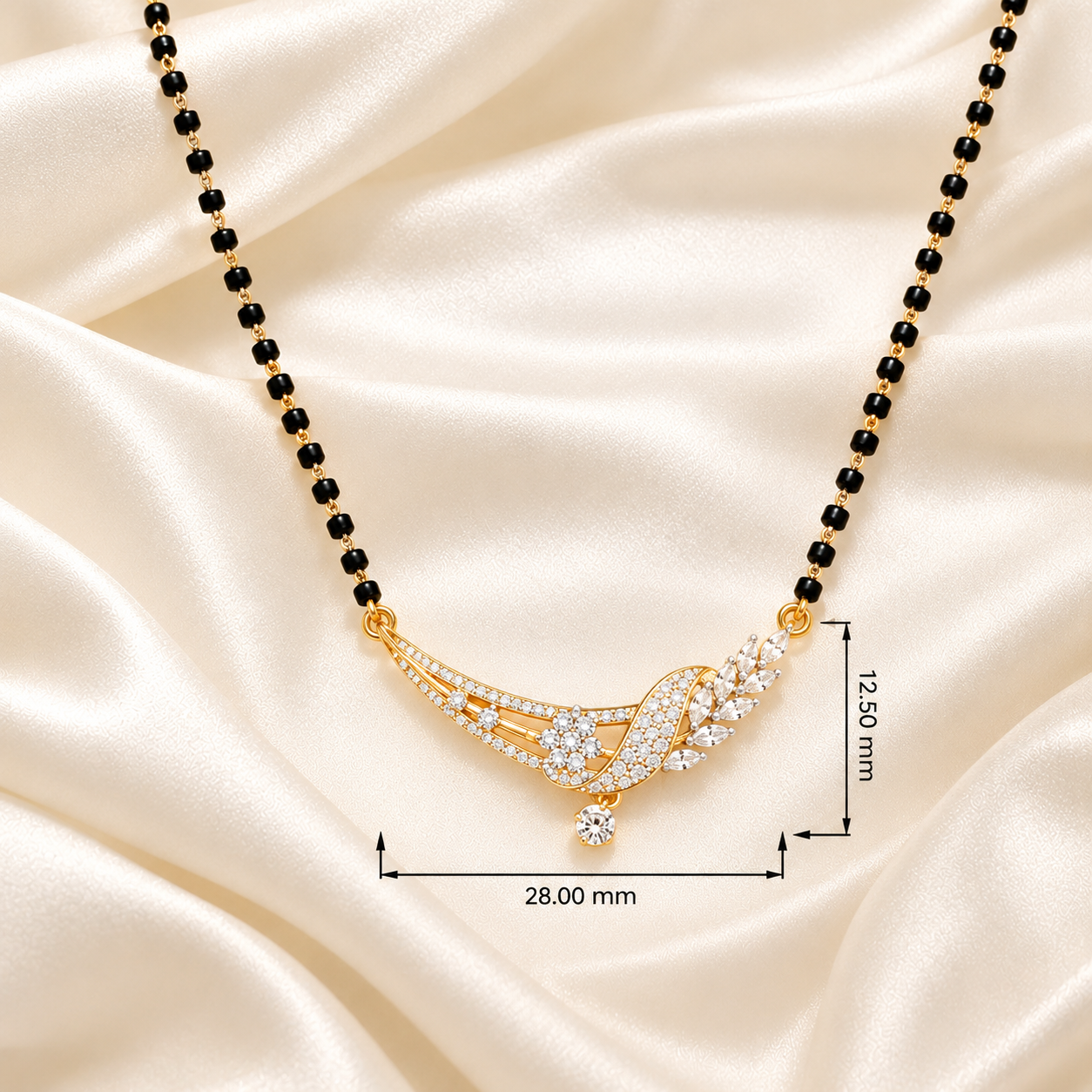Meher Leaf & Floral Mangalsutra Pendant for Women