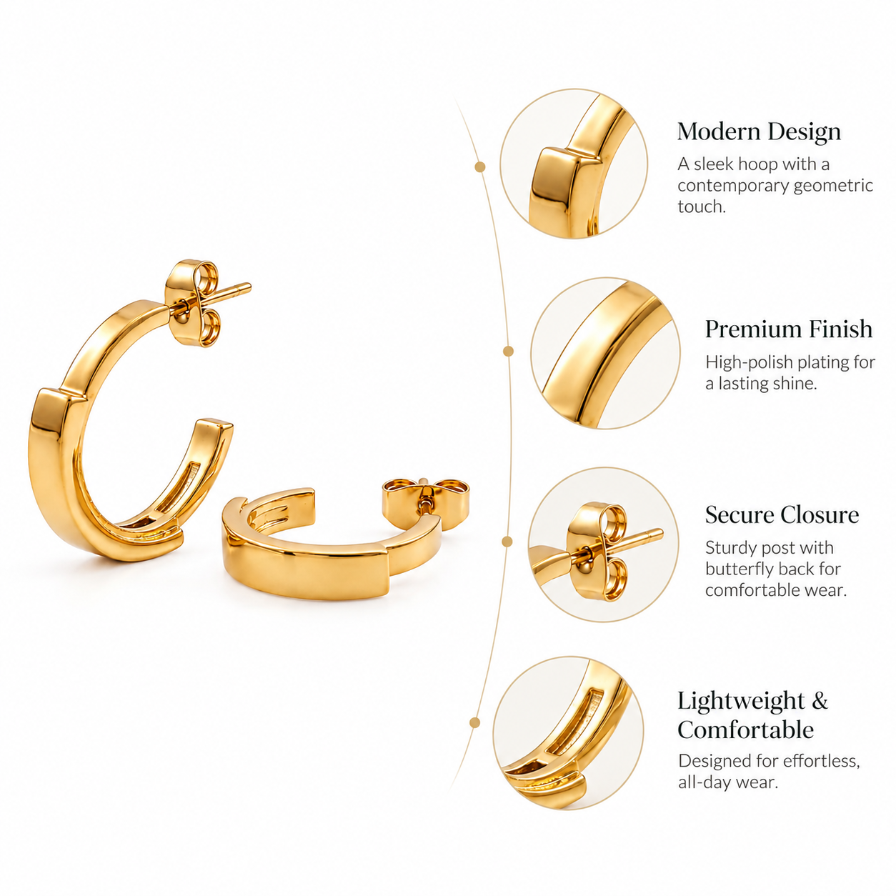 Flat Band Open Hoop Earrings